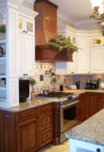 Victorian Style Kitchen with Copper Hood and Cherry and Maple Cabinets